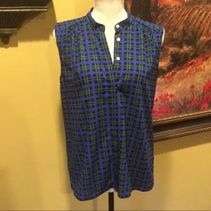 J.Crew- Sleeveless Button up Plaid Top. Size 10